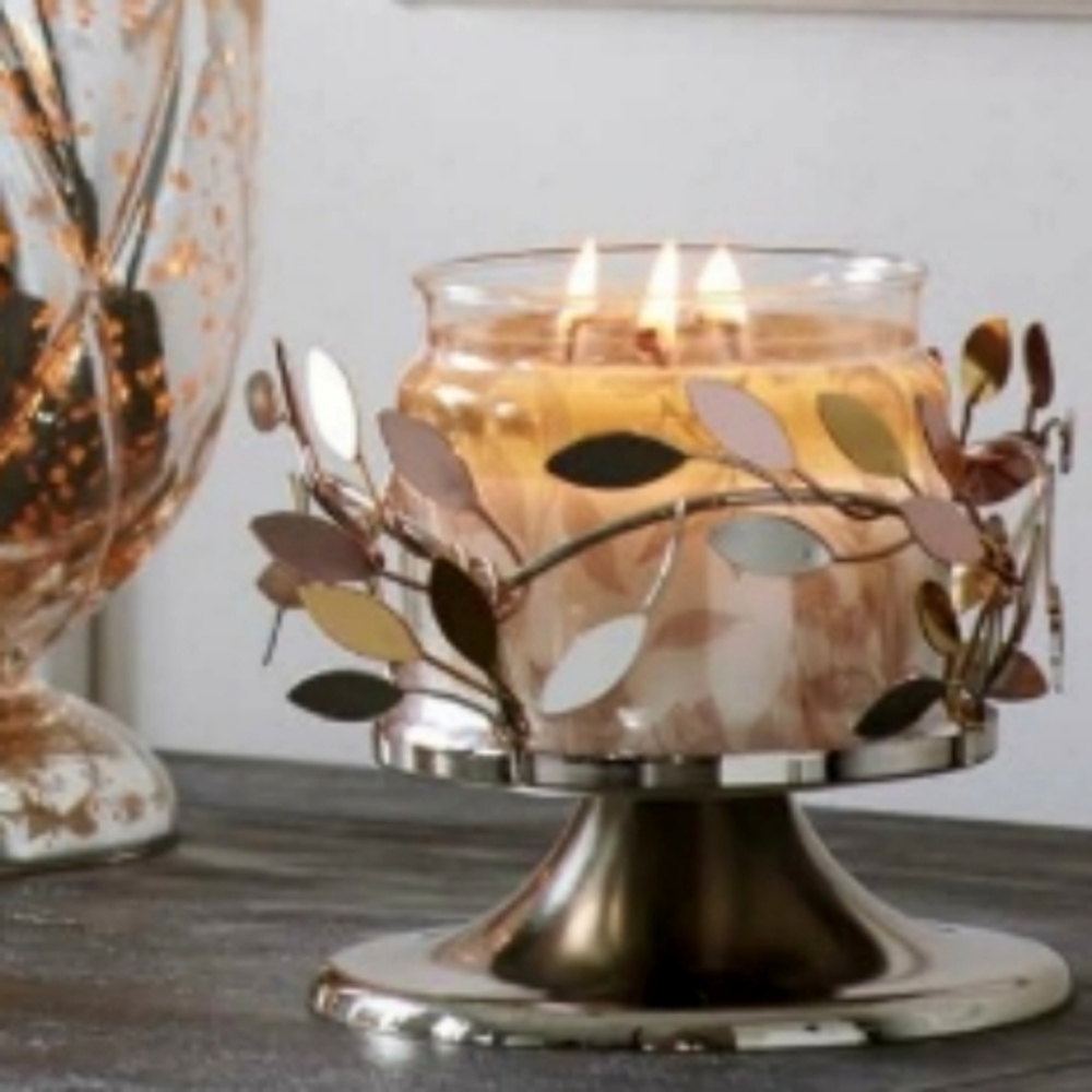 🌷3/$20🌷*HP* PartyLite Shimmering Leaves Pedestal Candle Holder